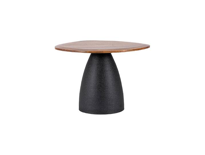 Asymmetrischer, massiver Design Couchtisch „Stanley“ Mangoholz Natural / Schwarz Ø 60 cm Bizzotto