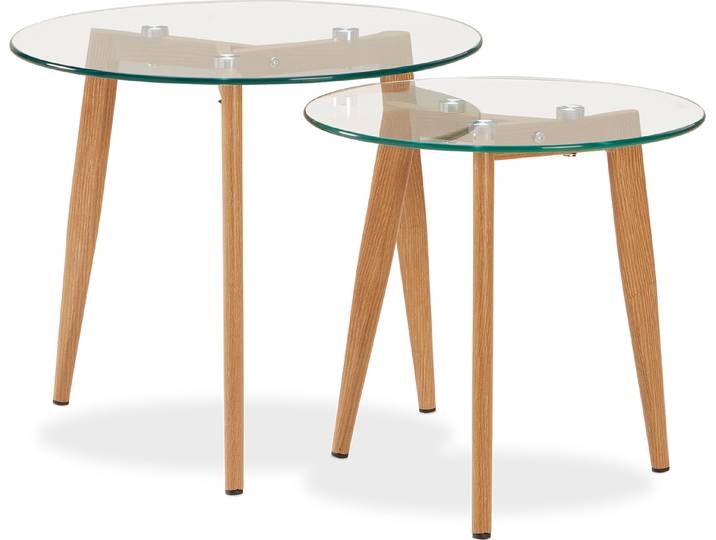Table basse ronde Table d'appoint 2 Tables en Verre Guéridon Table de salon Petite table