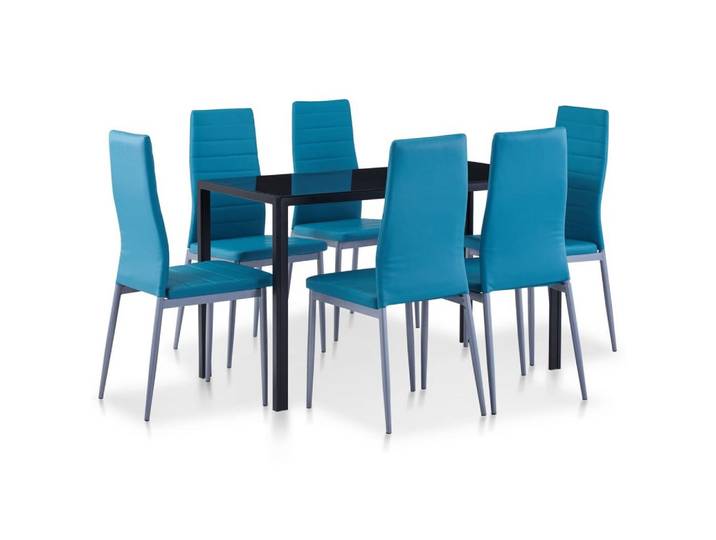furnicato Essgruppe 7-tlg. Blau, (1-tlg)
