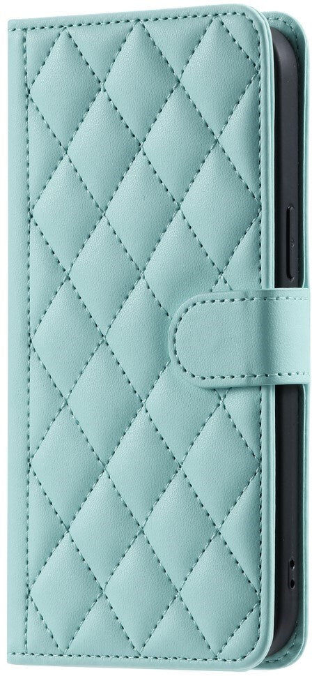 EIDERWOOD iPhone 16 Pro Max Læder Flip Cover m. Pung & Strop - Rhombus - Turkis