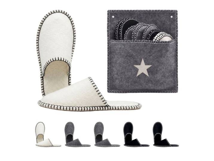 Relaxdays 6 paires de chaussons en feutre
