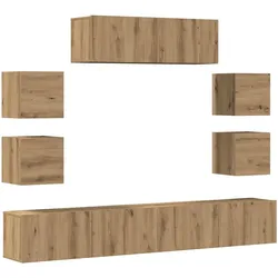 vidaXL 7-tlg. TV-Schrank-Set Wandmontage Artisan-Eiche Holzwerkstoff