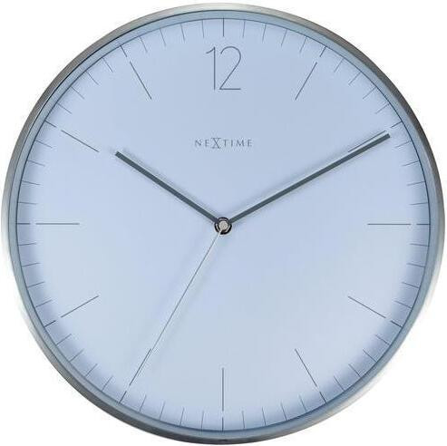 NeXtime Essential Wandklok - Rond - Zilverkleurig en Wit - Metaal en Glas