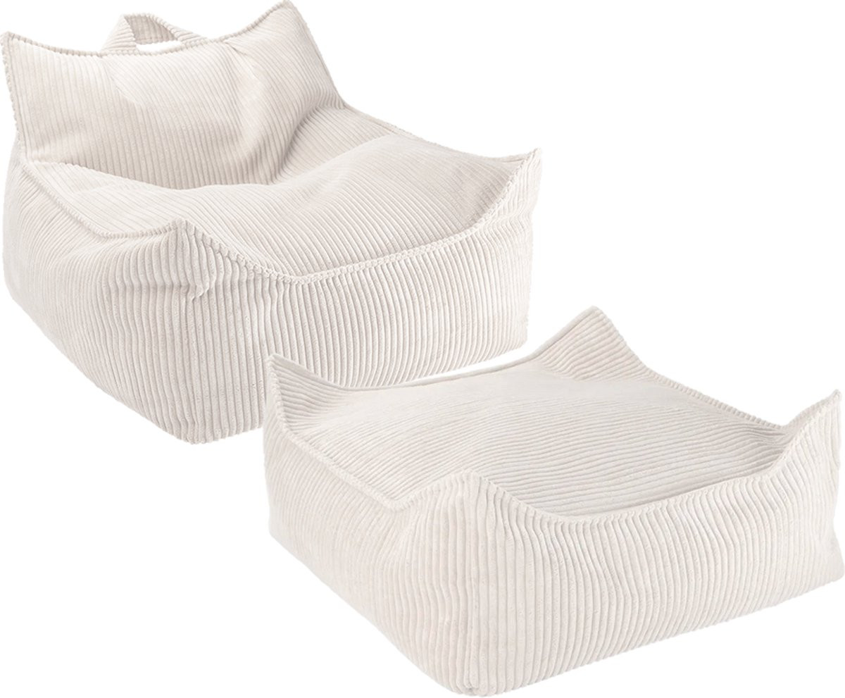 Wigiwama Beanbag Chair met Ottoman - Marshmallow