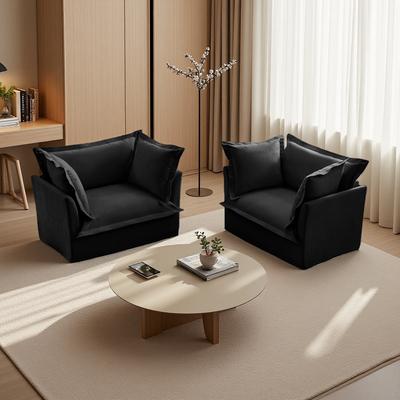 ZWYO HOSIMU Chenille Slipcovered Sofa Chair Set with Deep Seat and Large Pillows (2-Seater)