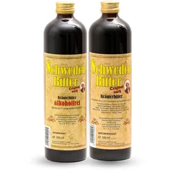 Schwedenbitter „gemischt“ (je 500 ml 32 vol % Alk. und 500 ml ohne Alkohol)