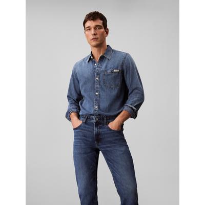 Slim-fit-Jeans CALVIN KLEIN, Herren, Gr. 36, Länge 34, blau (hampton), Denim/Jeans, Obermaterial: 98% Baumwolle, 2% Elasthan, unifarben, slim fit lang, Jeans Slim-fit-Jeans, Slim fit mit Taschen