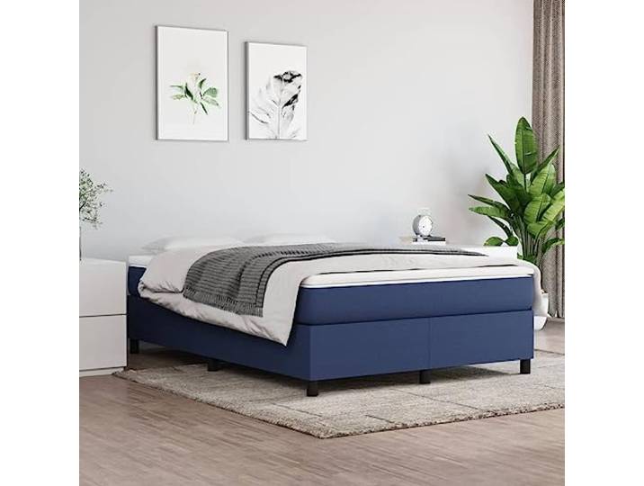 RJPLMFV Lattenrost mit Matratze, Blau, 140 x 200 cm Taschenfedern, mittlere Halterung, Sperrholzlatten, atmungsaktiver Stoff