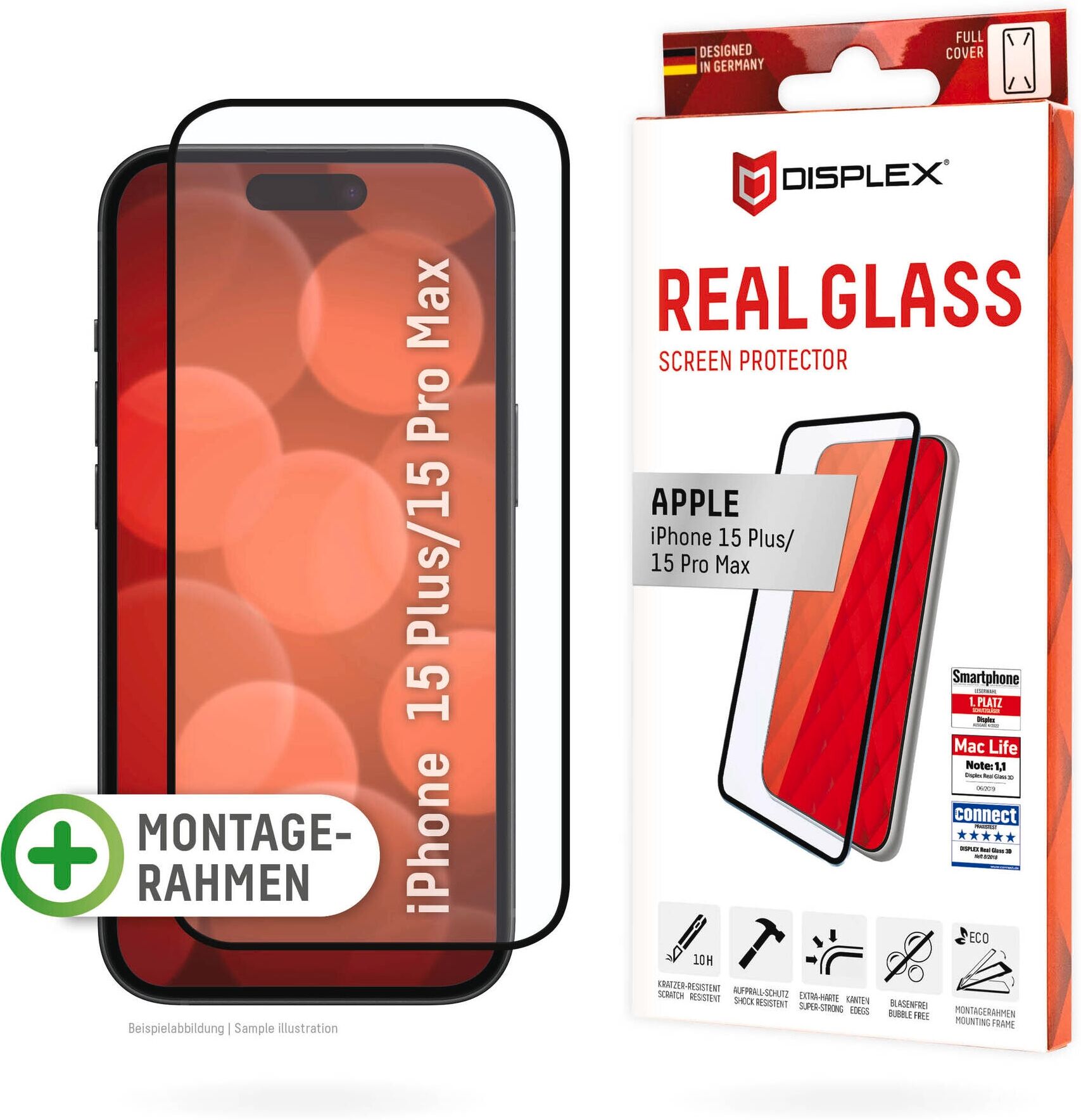 Displex Displayschutzglas "Real Glass FC", transparent, B:9cm H:1,3cm T:20mm, Displayfolien, Displayschutzfolie Displayschutz kratzer-resistent 10H splitterfest, Displayschutzglas