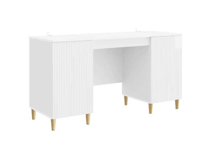 (gon34h）Blanc Bureau Blanc brillant 142 5x50x75 cm Bois d'ingénierie - Fourniture de bureau - Design Moderne