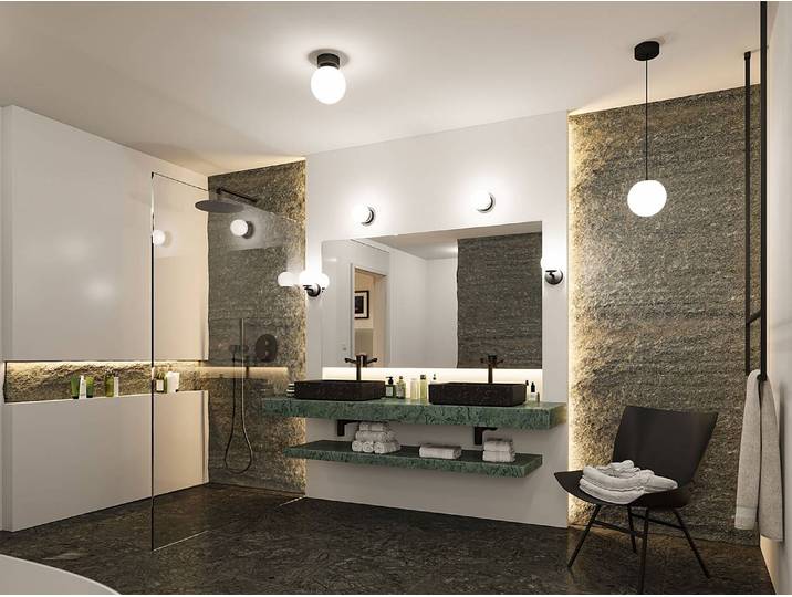 Applique murale Gove 12 x 19 x 15cm Noir/Noir Verre opalin Aluminium verni LED Module LED