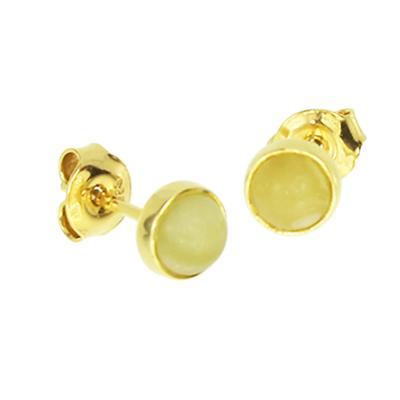 Paar Ohrstecker OSTSEE-SCHMUCK "- Classic 5 mm - Silber 925/000, vergoldet - Bernstein" Gr. 6, gold (goldfarben, gelb), Ohrringe, Damen, 6, Silber 925 (Sterlingsilber)