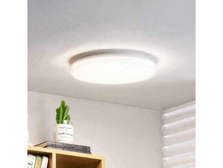 Prios Artin LED-Deckenlampe, Sensor, rund, 33 cm PRIOS, weiß / opal, für Badezimmer, Kunststoff, Modern