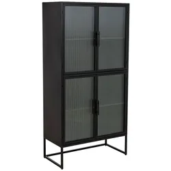 VITRINE aus Metall, schwarz, 80x39x161cm