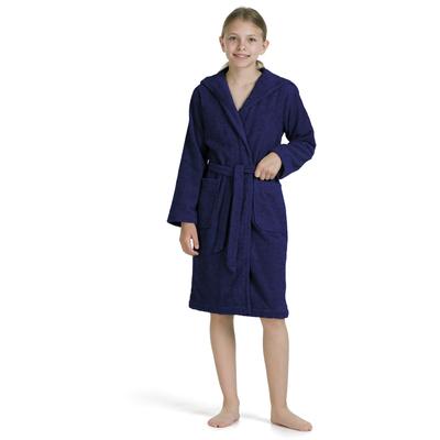 Kinderbademantel MÖVE "Superwuschel" Gr. 140, blau (deep sea), L:90cm, Walkfrottier, Hausmäntel