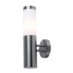 Wandlampe Außen Wandleuchte Fackellampe Edelstahl silber Hauswandlampe Fassadenleuchte, 1x E27, LxBxH 7,8x14,5x36cm, Garten Haustür Eingang Einfahrt Balkon Veranda