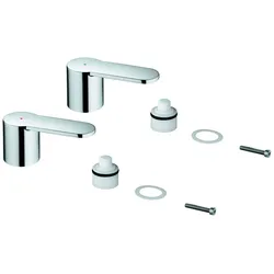 GROHE Griffpaar 48309 Mark. blau/rot für Eurostyle C 3-Loch WT-Batterie chrom, 48309000 48309000