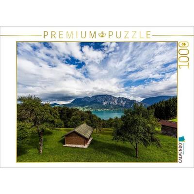 CALVENDO Puzzle Blick über Attersee aufs Höllengebirge | 1000 Teile Lege-Größe 64x48cm Foto-Puzzle für glückliche Stunden