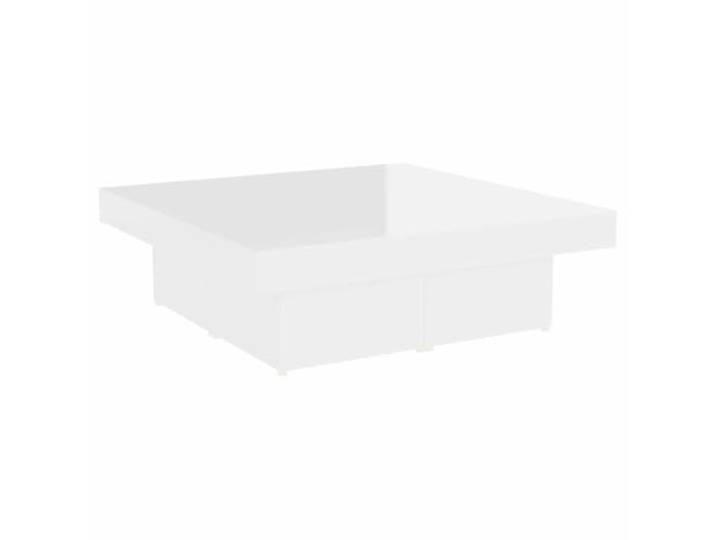 LASWWQMRF Couchtisch Hochglanz-Weiß 90x90x28 cm Holzwerkstoff Moderne 4-teilige Tischplatte für Wohnzimmer und Büro, pflegeleichte Oberfläche, flaches quadratisches Design.
