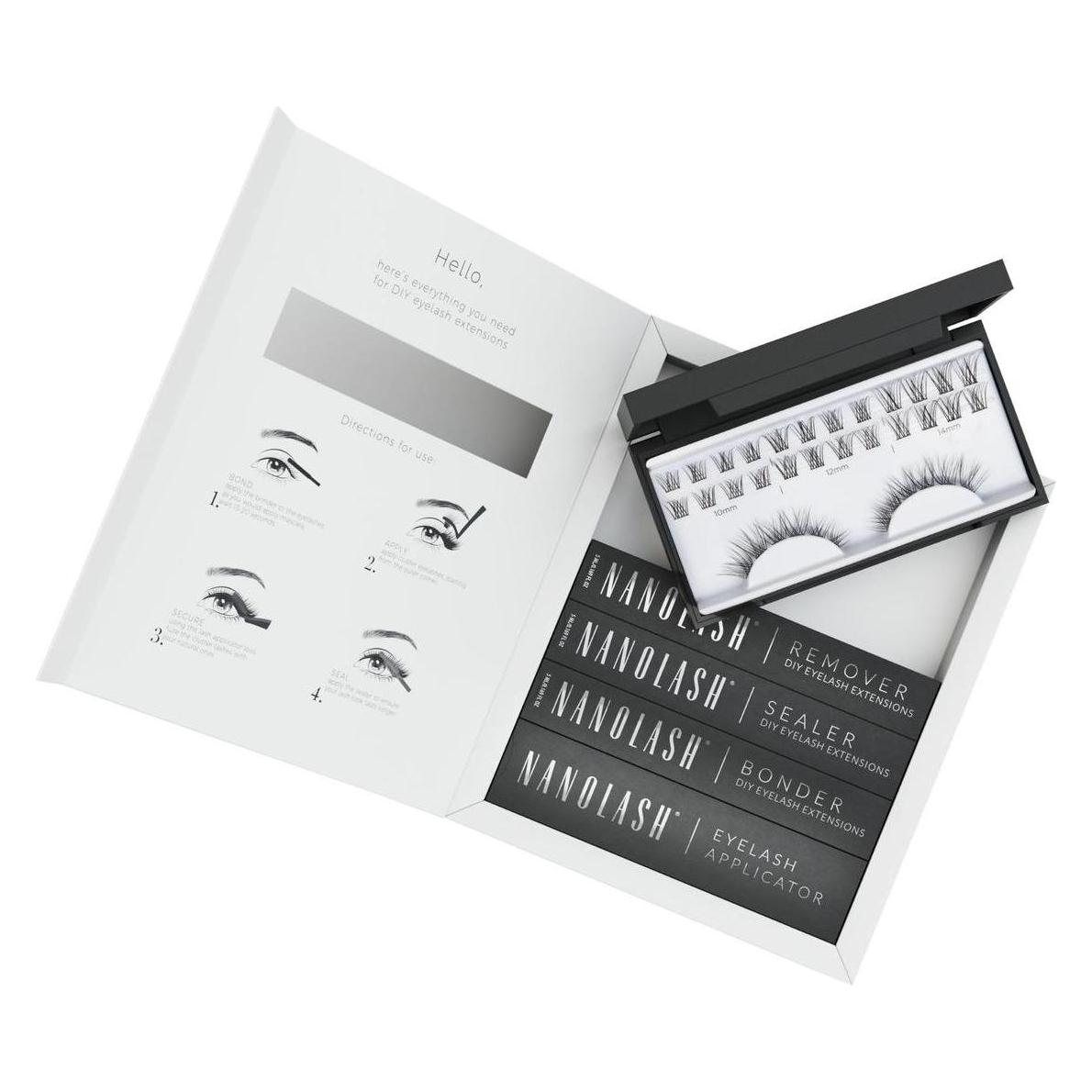 DIY Wimpernverlängerung Starter Kit Cluster Lashes mit Bonder, Sealer, Entferner, Applikator (Künstliche Wimpern) (S05124203)