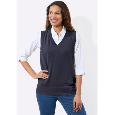 Pullunder CASUAL LOOKS "Pullunder", Damen, Gr. 40, blau (marine), 100% Baumwolle, unifarben, Pullover Pullunder