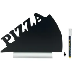 Securit® Tischtafel - Pizza-Silhouette - Aluminiumfuß - Kreidestift inklusive