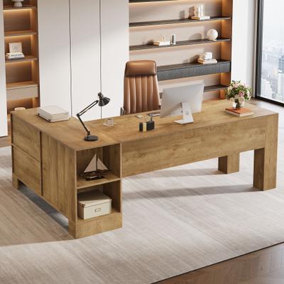 YUZHOU L Shaped Executive Desk with Storage Shelf