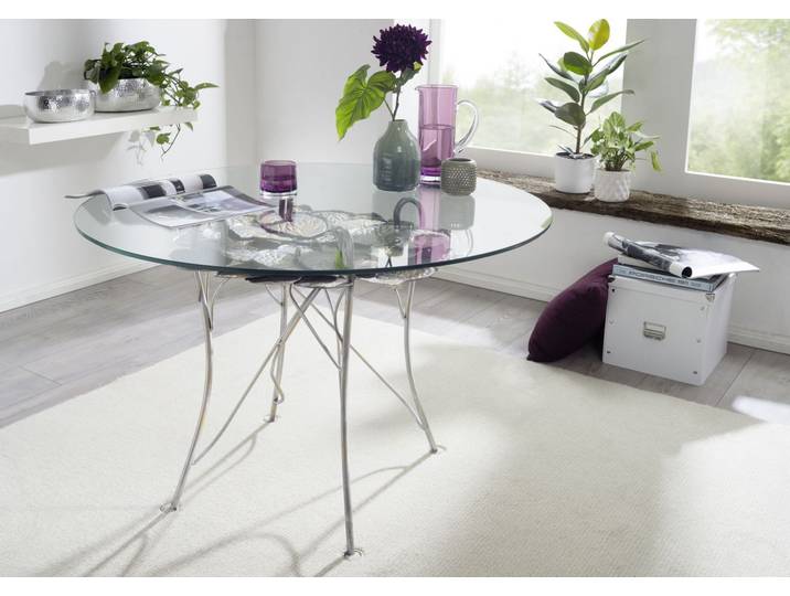 Table d'appoint 107x107 Plateau en verre Gris DEKO #086