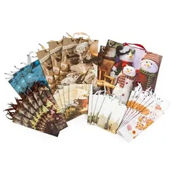 ABELLA Xmas 30 Geschenktüten Kraftpapier mit Motiv versch. Designs 4 versch. Größen