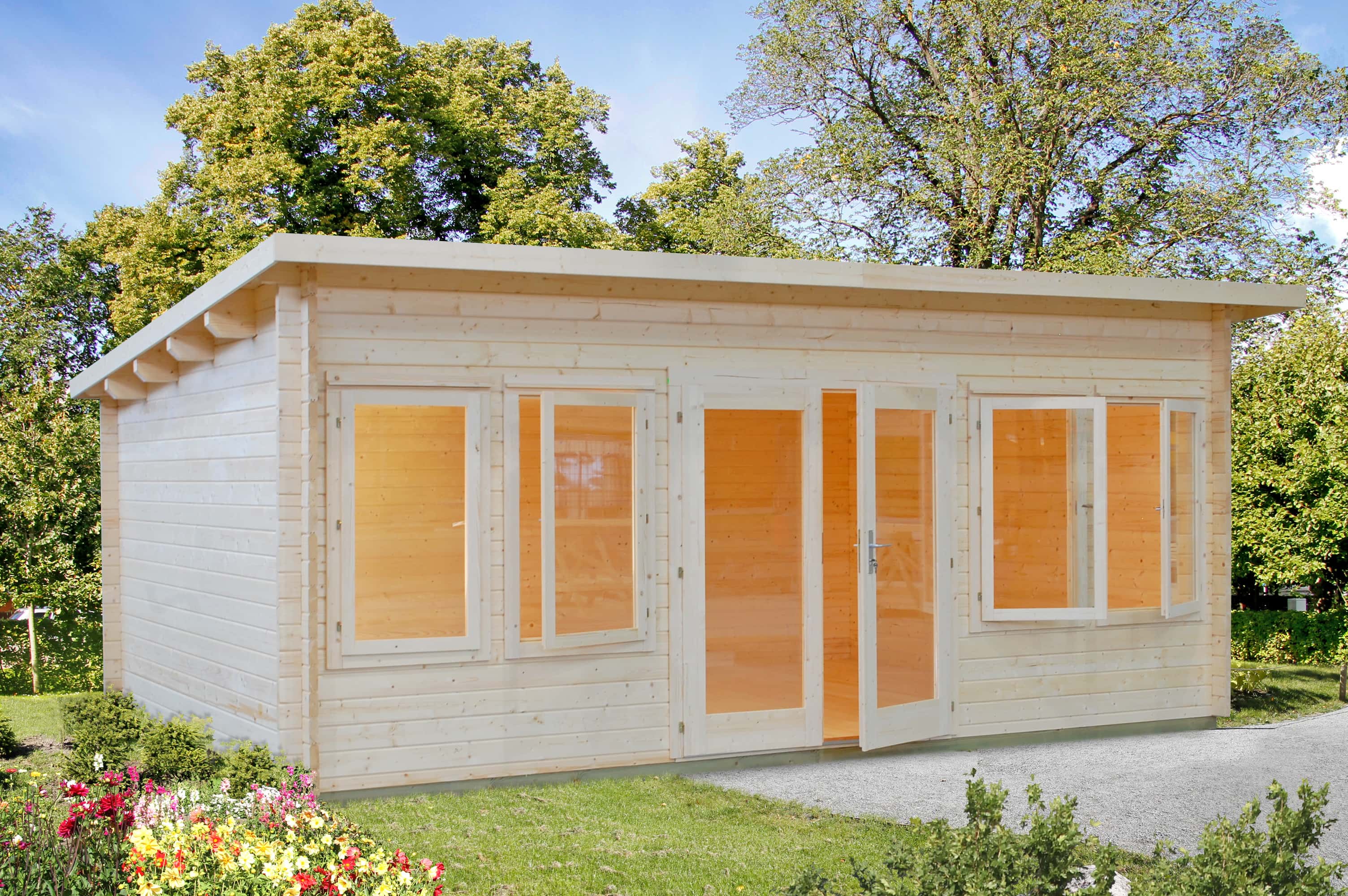 Palmako Gartenhaus Lisa 19,4 m² Gartenhaus aus Holz, Holzhaus mit 44 mm Wandstärke Blockbohlenhaus