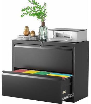SUNCROWN "28""W 2 Drawer Metal Lateral File Cabinet with Lock"