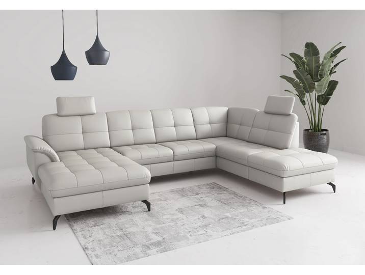 Wohnlandschaft SIT & MORE Zora , reinweiß, T:212cm, Sofas, Wohnlandschaft