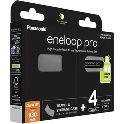 Panasonic Eneloop Pro & Box (4 Stk., AAA, 930 mAh), Batterien + Akkus