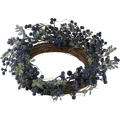 Dekokranz AM DESIGN "Weihnachtsdeko", grün, Ø:45cm, Kunststoff, Dekokränze, mit blauen Beeren, Ø 45 xm