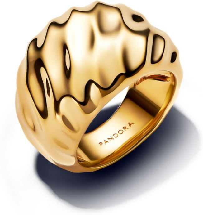 Pandora Essence Rippled Statement sormus, keltakullattu, 163884C00