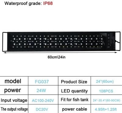 Uplift Essentials Full Spectrum Aquarium LED Light With Sunrise Sunset Cycle Waterproof Plant Growth Lamp eu 23.6in