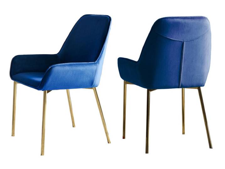 Esszimmerstuhl 2er Set Samt blau
