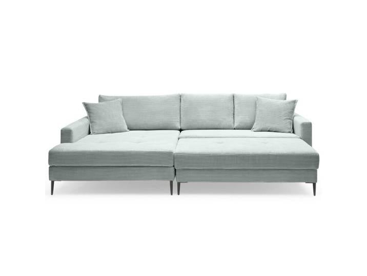 Trendstore Hilary Ecksofa in Cord mit Megahocker - Cord Zoom sage - links Modern