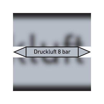 Rohrleitungskennzeichen Druckluft 8 bar - 270x37 mm Folie selbstklebend