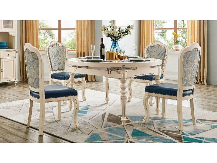 JVmoebel Esstisch Runder Barock Tisch aus Holz in Beige, Made in Europa