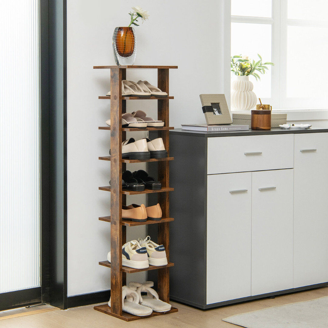 17 Stories 7 Pair Shoe Rack Brown 7