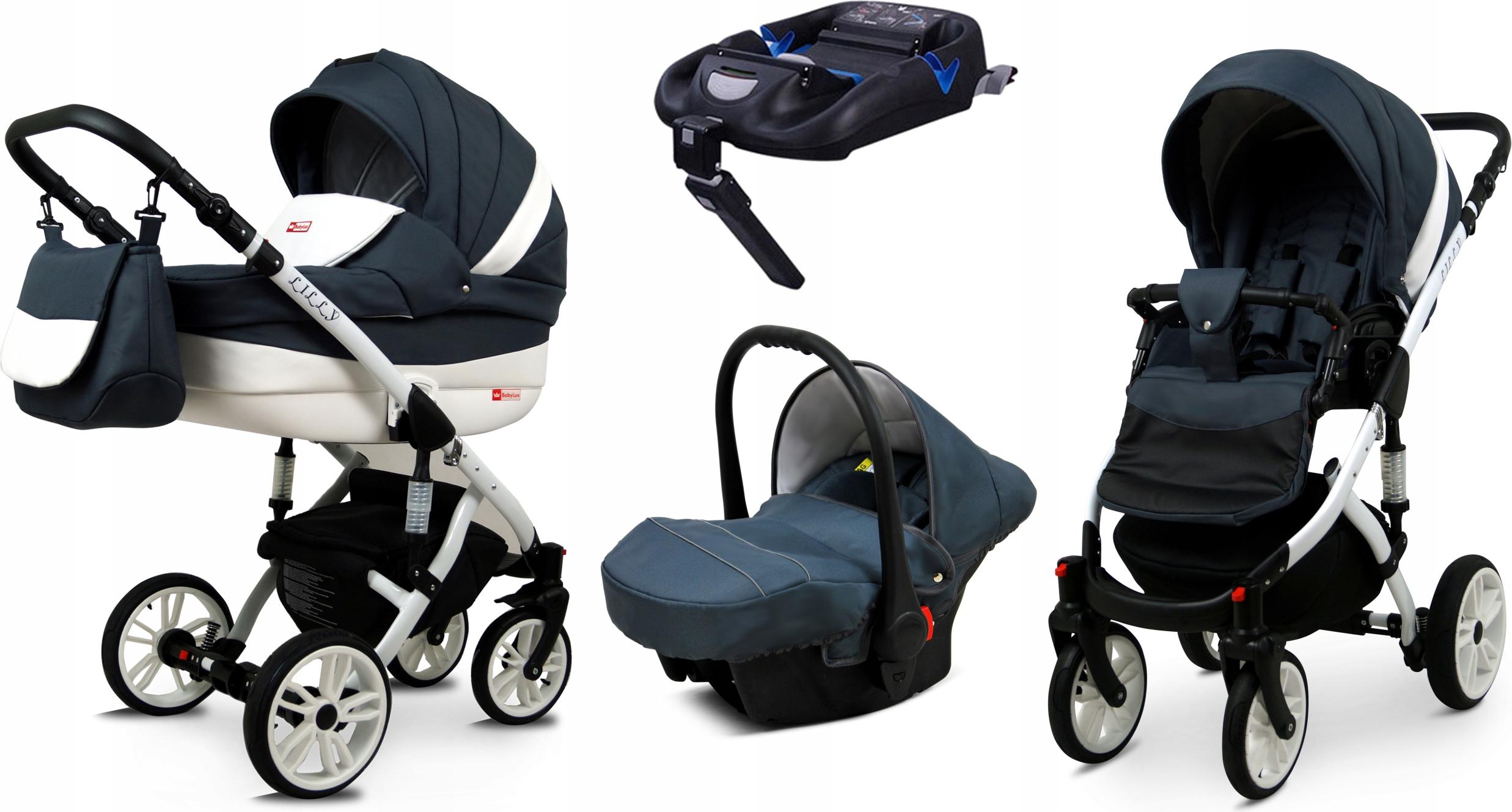 BabyLux Lilly | 4in1 Kinderwagen Set | Antracyt | Kombikinderwagen | Kinderwagenset | Isofix-Ba