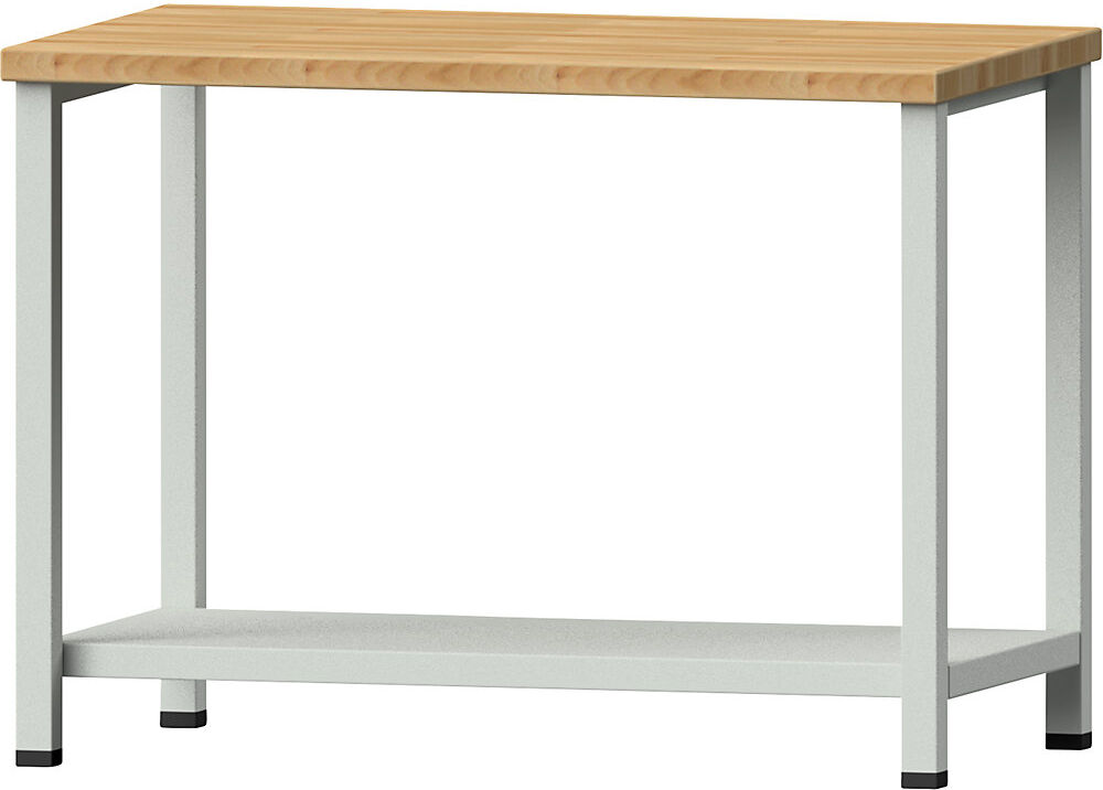 Kompaktwerkbank, Breite 1140 mm, mit Ablageboden, Buchemassivplatte ANKE
