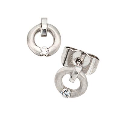 Paar Ohrstecker JOBO "Runde Ohrringe Platinohrringe 6 mm", silber (platin 950), Ohrringe, Damen, SI = kleine Einschlüsse, Diamanten Platin 950, Diamanten, Platin 950, 950 Platin mit Diamanten