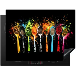 HERDABDECKPLATTE Löffel - Gewürze - Modern - Graffiti - Farbe - Farbenfroh Induktionsmatte 71x52 cm