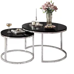 COUCHTISCH 2-in-1 CIRI CHROME Hochglanz
