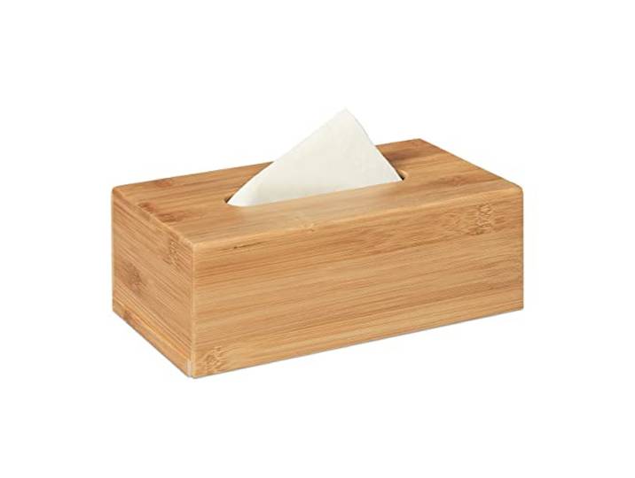2X Boîte à mouchoirs en Bambou Rangement à Tissus Salle de Bain en Bois boîte de mouchoirs\, 7\,5 x 24 x 12 cm\, Nature