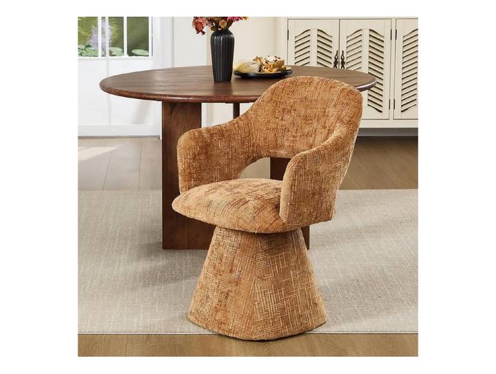 LuxusKollektion Esszimmerstuhl Drehbarer Polsterstuhl Chenille Orange 360°