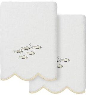 Authentic Hotel and Spa 100% Turkish Cotton FISH SCHOOL Scallop Embellished Towel Collection.