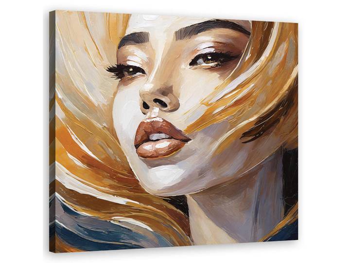 Feeby Wandbild frau gemaltes porträt, Beige, Person/Charakter, Rechteckig, 50x50 cm, Bilder & Rahmen, Bilder, Leinwandbilder